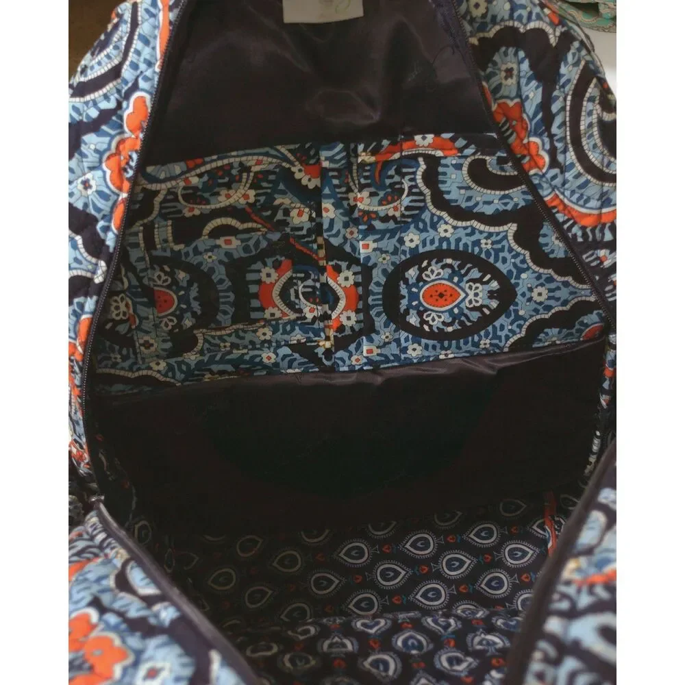 Vera Bradley Marrakesh Quilted Cotton Backpack School Travel Blue Orange